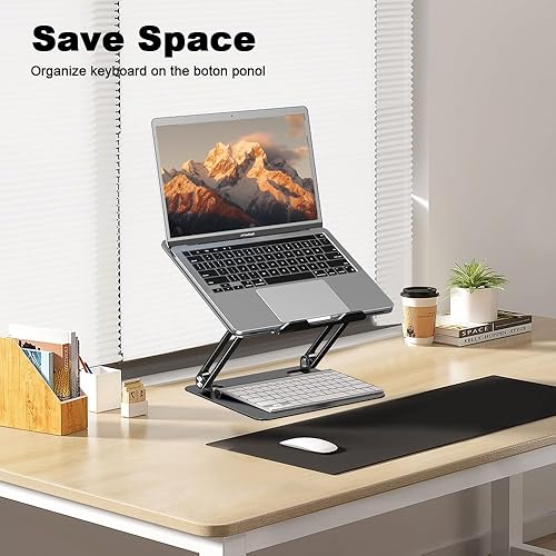Miniatura 2 de Soporte ajustable para computadora de escritorio, soporte elevador portátil para laptop, soporte ergonómico de aluminio para MacBook Air Pro, Dell