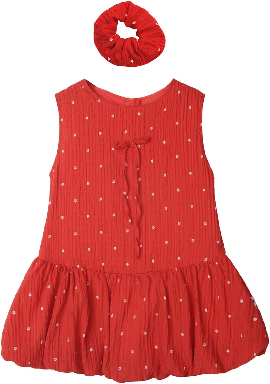 PopReal Toddler Girls Summer Dress Crewneck Sleeveless A-Line Tank Mini Bubble Dress with Bow Summer Vacation Dress 12M-7Y
