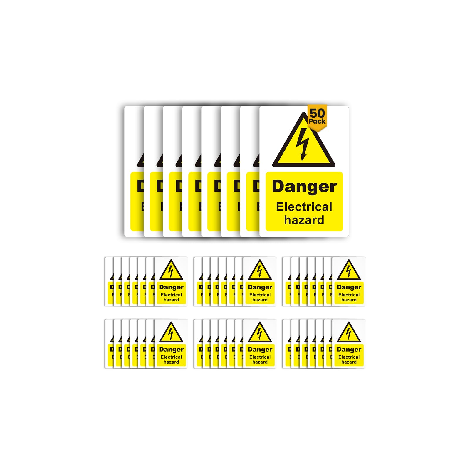 Lot de 50 autocollants d'avertissement de danger électrique, 150 x 100 mm