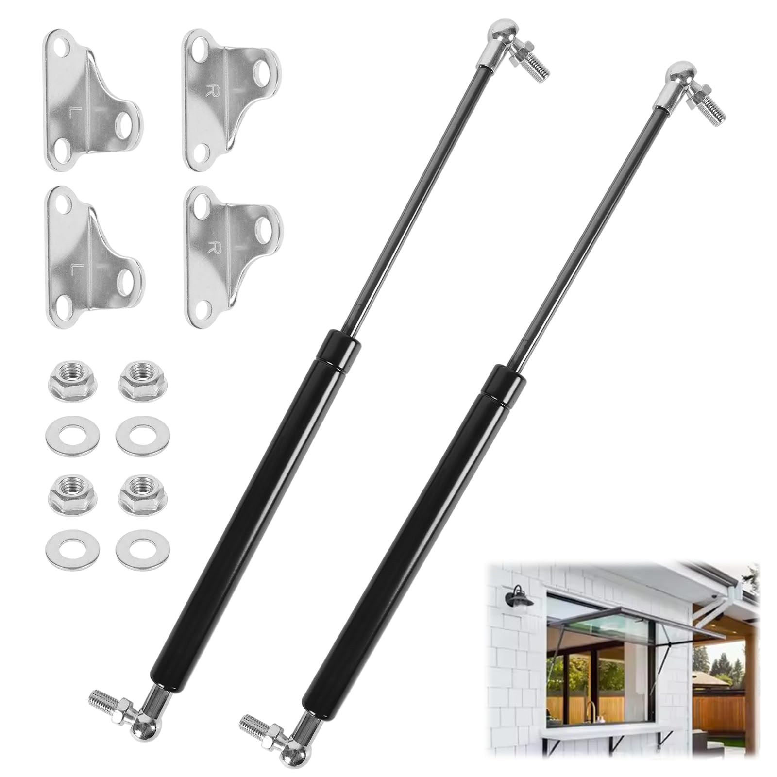 Lot de 2 amortisseurs à gaz, 380 mm 300 N, vérin à gaz avec support de type L, vérin hydraulique à gaz pour lit de camping-car, cabine de camion