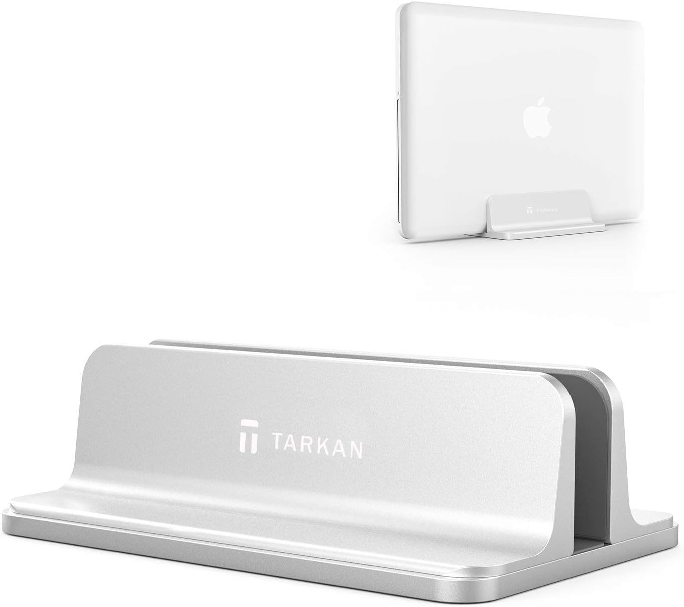 TARKAN Tabletop Vertical Adjustable Dock Size Laptop Stand for Desk, Universal Notebook, MacBook Holder Upto 17.3 inches (Silver)