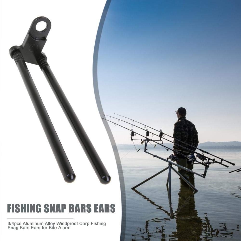 Drfeify Orecchie Snag Bar In Alluminio Per Canna Da Pesca, Nero, Set Da 2 Pezzi, Controllo Antivento Per Allarme Morso - 4