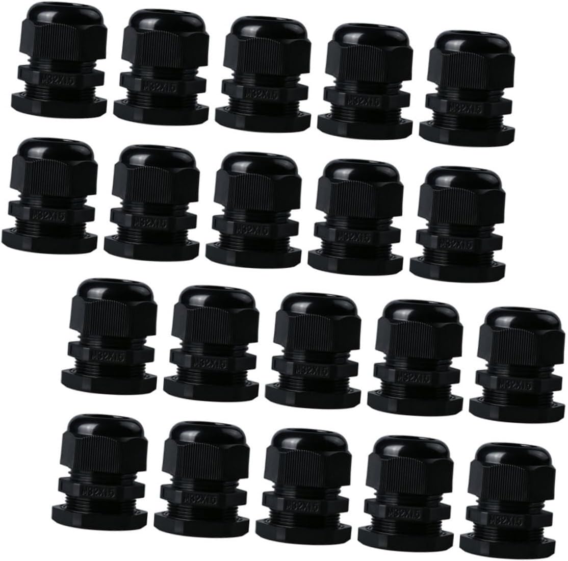 20pcs Cable Gland Connectors Durable Nylon Joints with Locknut Washer Easy to Use Cable Accessories for Professionals Amateurs Black