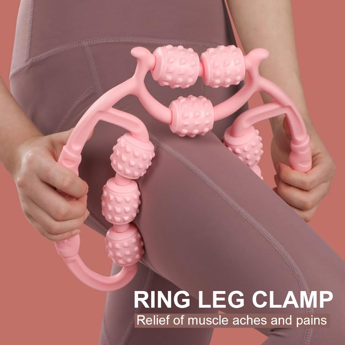 Rullo Muscolare per Gambe, Rullo Massaggio Muscolare Fitness,Muscolare Rullo 3D,Rulli Massaggianti per Muscoli 9 Ruote Massaggiatore Anticellulite, Ruotare Di 360 Gradi Senza Intoppi, rosa