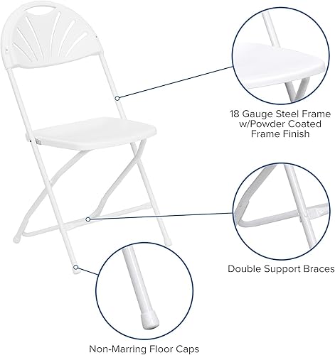Miniatura 96 de Flash Furniture HERCULES Series - Silla plegable con respaldo de plástico de carbón de 650 libras, 8 unidades Carbón vegetal,Negro