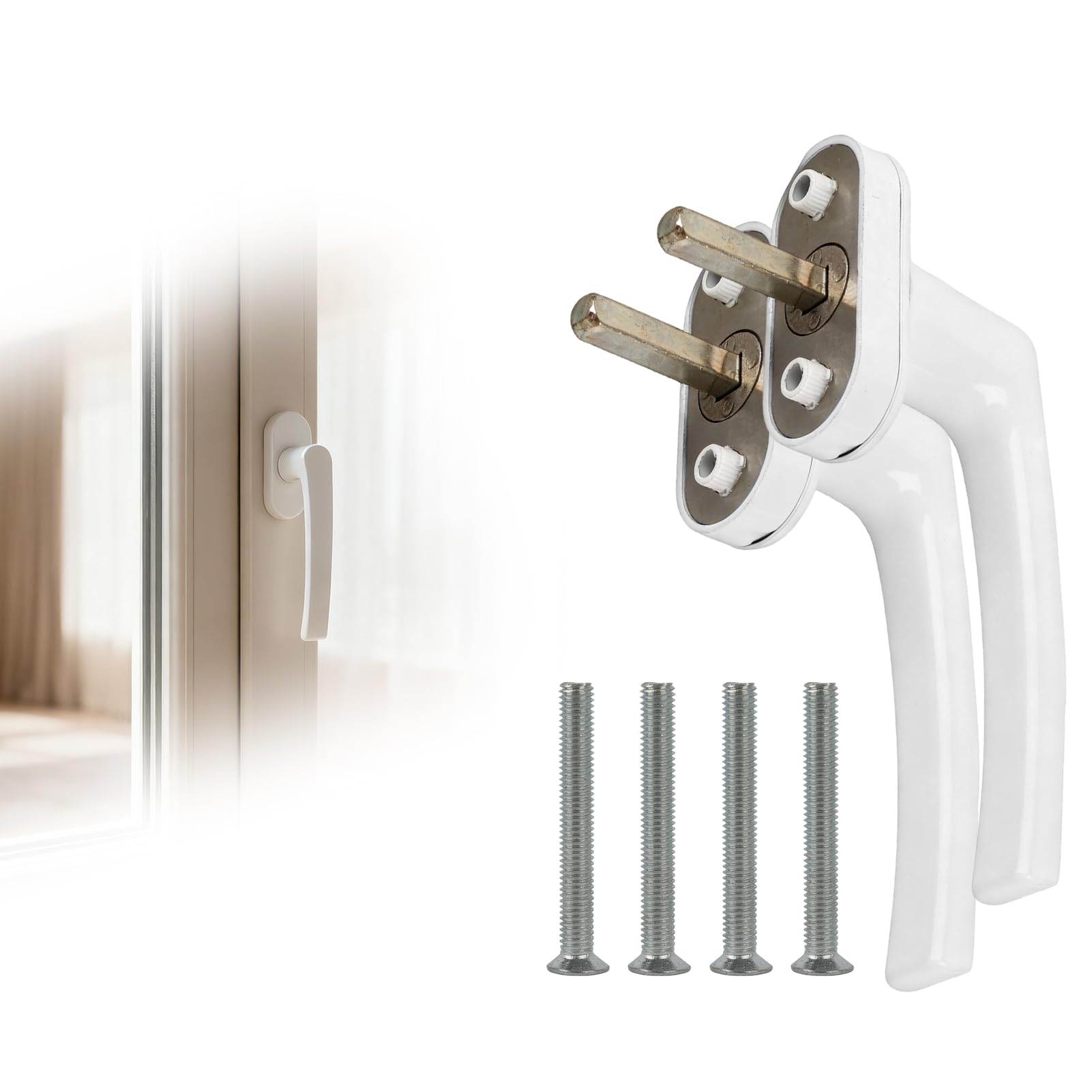 Poignée Fenêtre Aluminium Lot de 2 avec Sécurité Enfant Serrures Fenêtre
