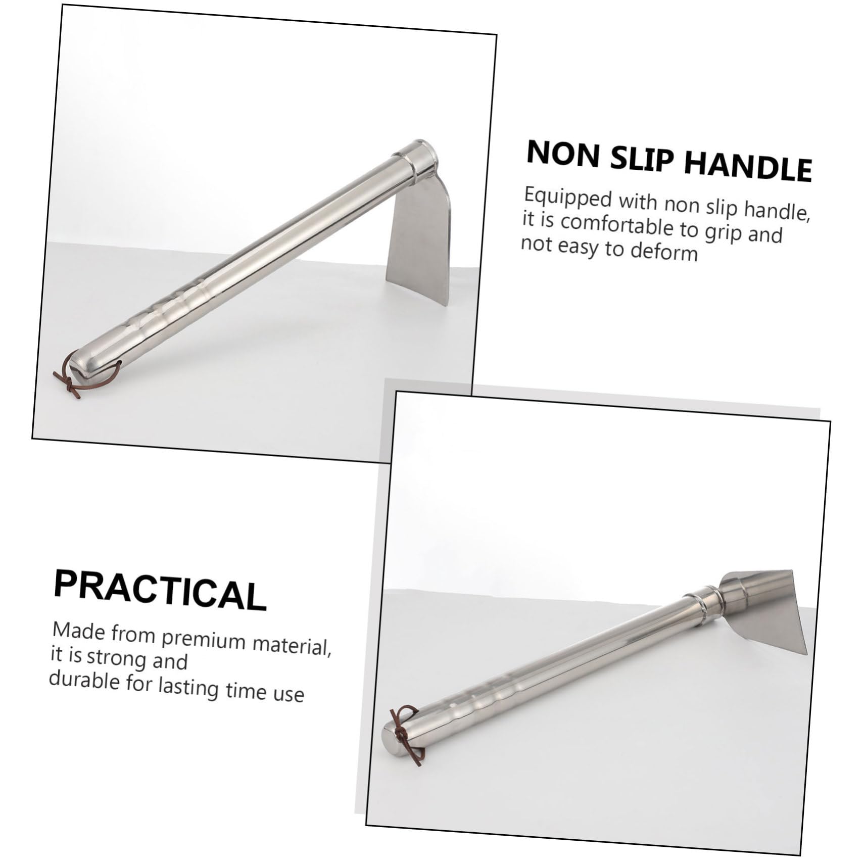 GALPADA Aratro a Mano Portatile da Giardino in Acciaio Inox 38,5 Cm per Diserbo, Zappatura e Trapianto, Attrezzo Manuale per Orto Domestico e Piantagione