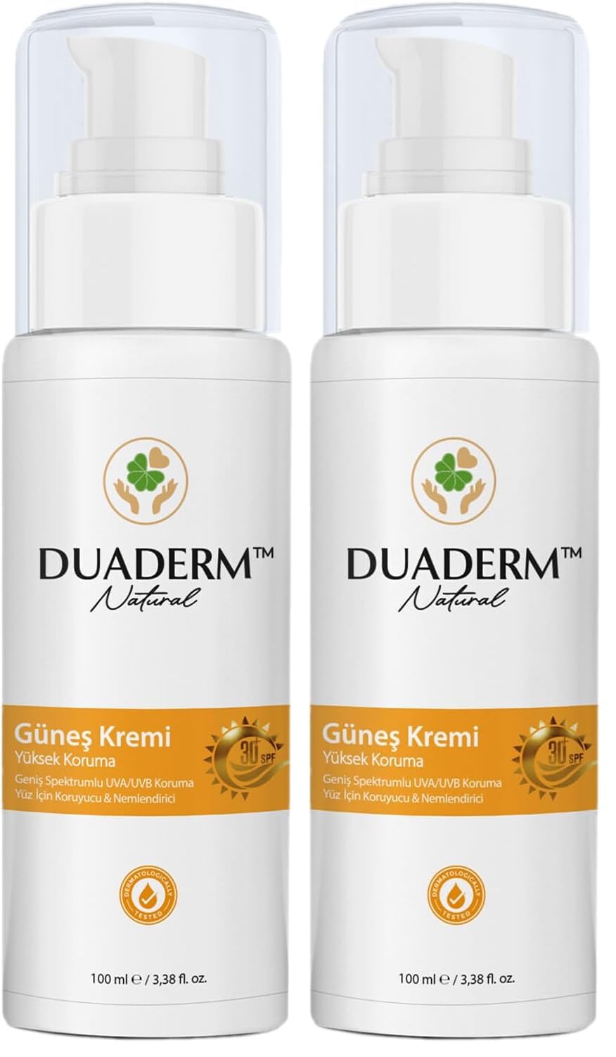 Duaderm Koruyucu Yüz Güneş Kremi SPF30+ (Vitamin E + UVA/UVB) 100 ml (2 paketi)