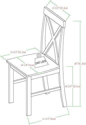 Miniatura 13 de Walker Edison - Juego de mesa de comedor de madera para 4 personas, diseño pequeño y moderno, 4 sillas, 48 pulgadas, para comedor y cocina, blanco y