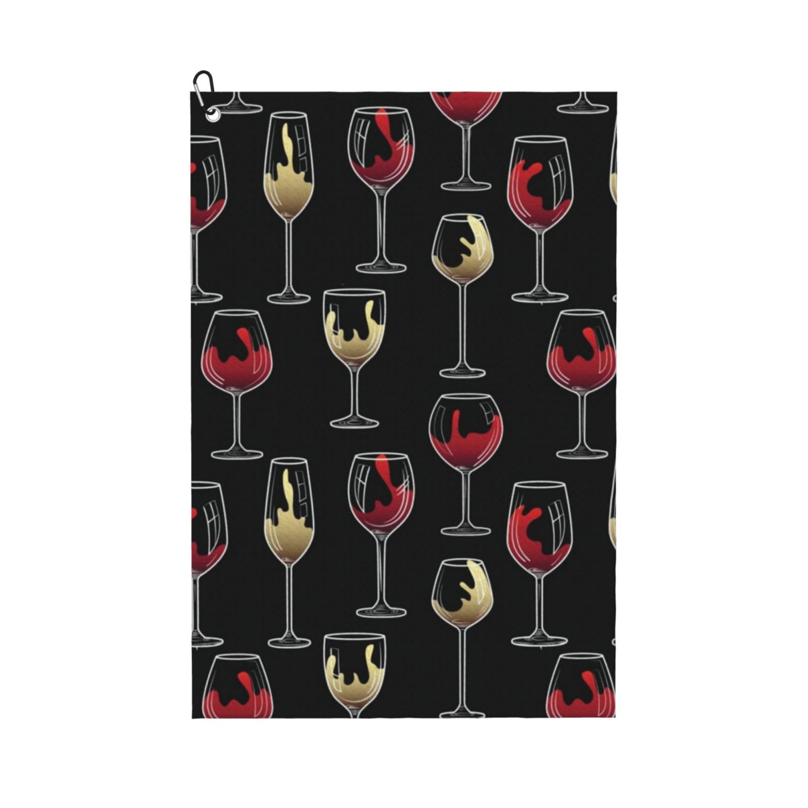 Hnnkloy Wine Glass, 16x24 in Portable Waffle Golf Towels with Carabiner Clip for Golf Bag