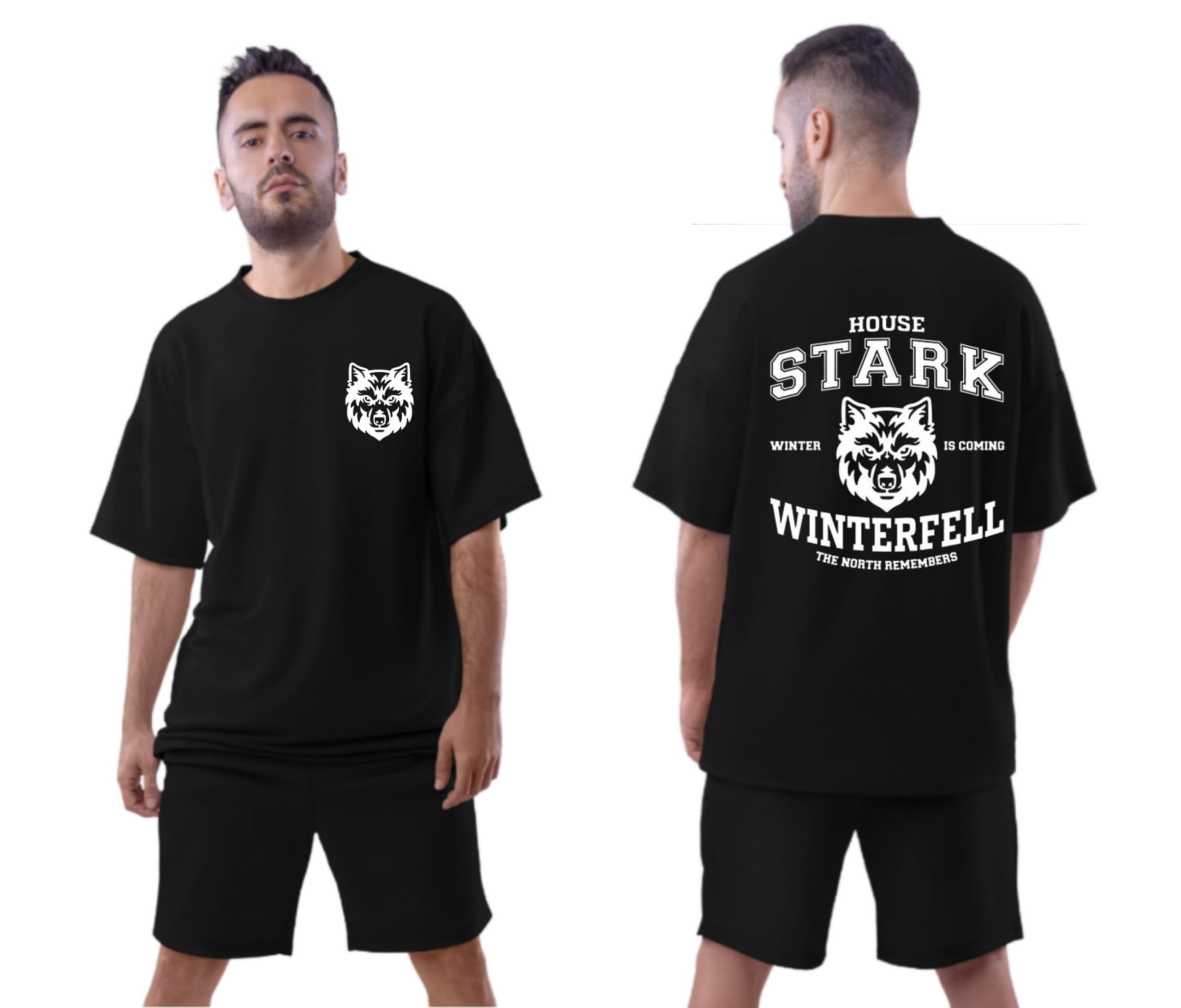 Game of Thrones GOT Not Today John Snow Targerian Stark Round Neck Oversized Cotton T-Shirt for Men's