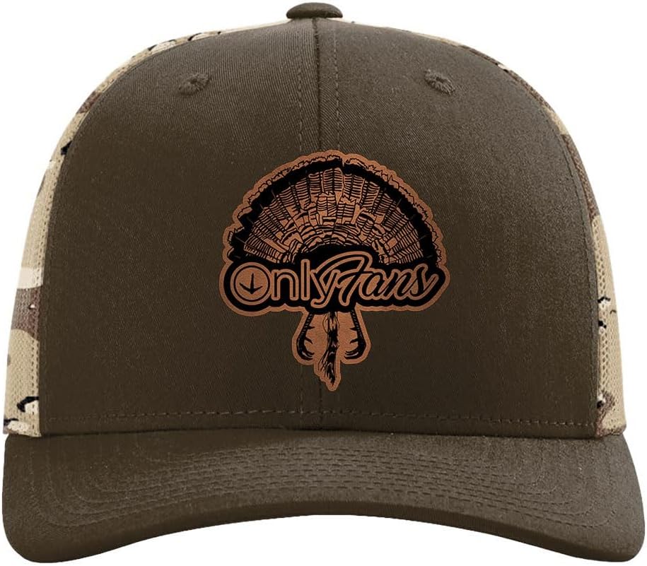 Only Fans Turkey Hunting Sport Collection Laser Engraved Leather Patch Richardson 112 Snapback Trucker Hat Cap