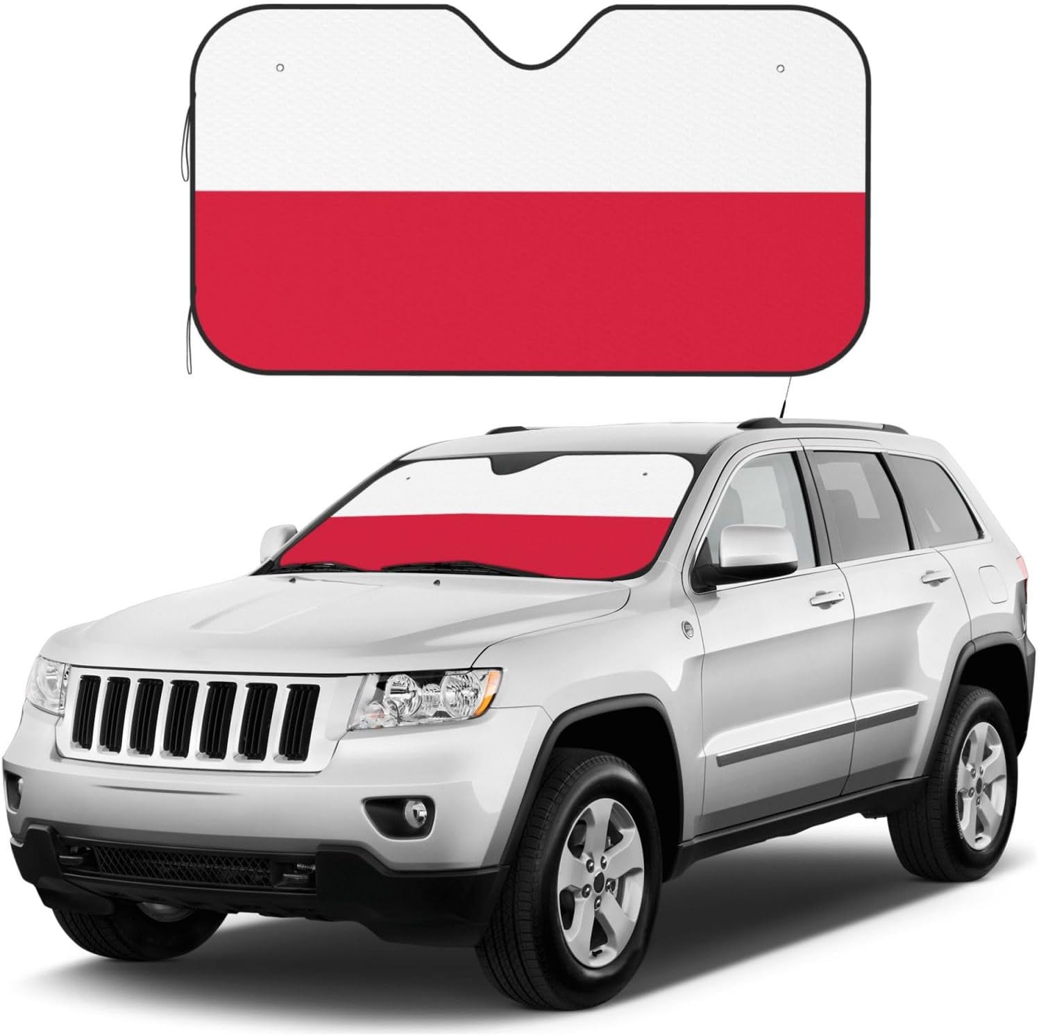 Poland Flag Foldable Car Windshield Sunshade Blocks Heat and Sun Glare Uv Rays