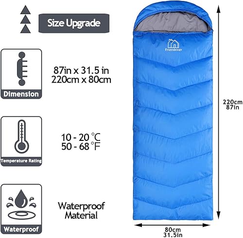 Miniatura 9 de Tamaño XL versión mejorada del saco de dormir de camping para 4 estaciones, cálido y fresco, peso más ligero, adultos y niños pueden utilizar bolsa
