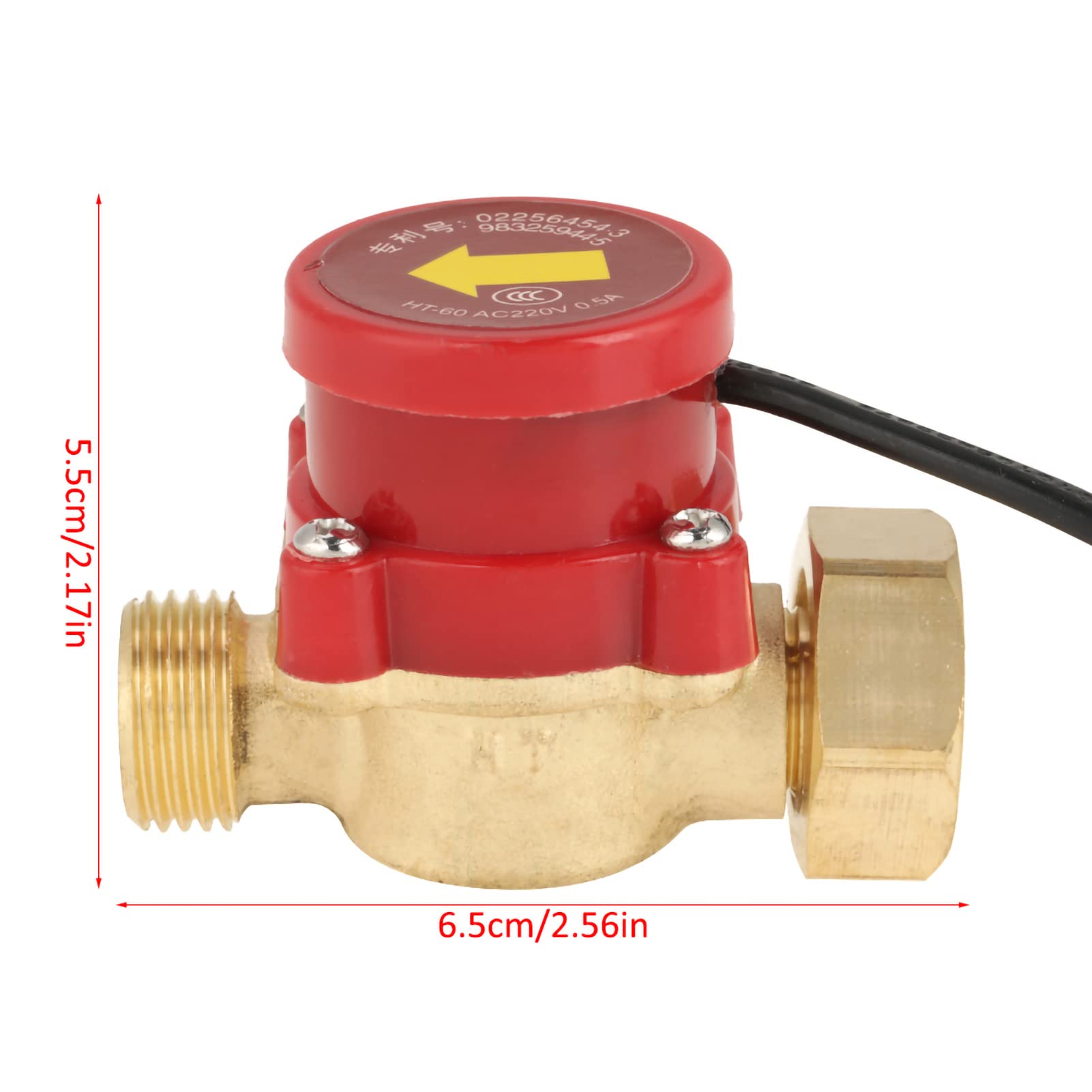 ANKROYU 1PCS HT-60 0.5a 220V AC G3/4" Port Commutateur De Capteur De Débit D'eau En Laiton, Moniteur De Débit En Ligne à Filetage 3/4" Pour la Détection Et le Contrôle des Tuyaux De Liquide