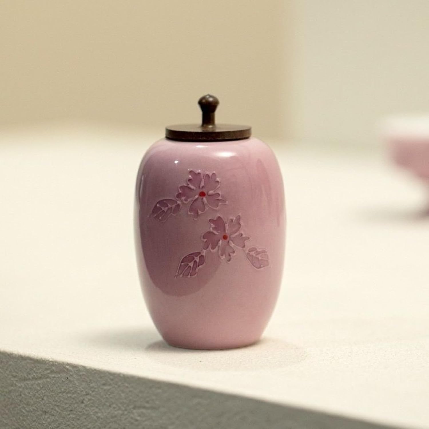 Hand-drawn Underglaze Color Tea Caddy, 110ml 3.7oz, Ceramic Storage Tank Chinese Kung Fu Tea Set Accessories