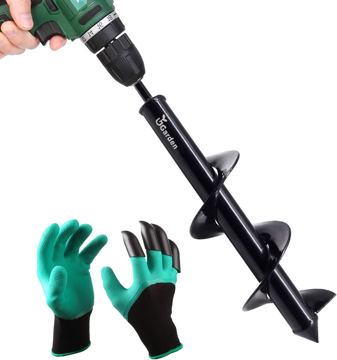 UGarden Garden Plant Flower Bulb Auger 3" x 12" Inch Rapid Planter, Earth Auger Bit, Fence Post Hole Digger Drill Bit- Bulb & Bedding Plant Auger