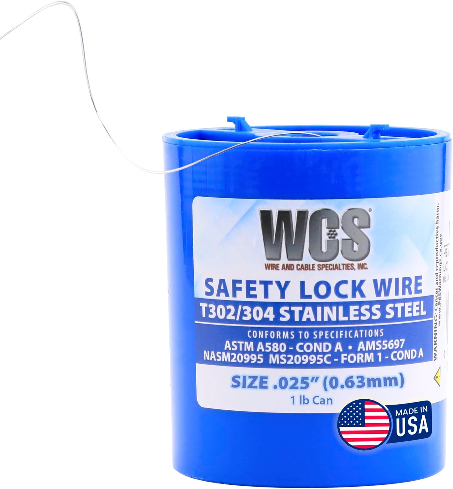 Wire and Cable Specialties MC0250-1#D .025" Safety Lockwire (MS20995C25 0.63 mm, 1 lb 0.45 kg Disp., appx 595 ft 82 m)