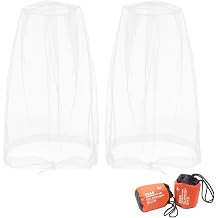 Benvo Mosquito Head Net, Face Neck Fly Netting Hood from Bugs Gnats Noseeums Screen for Any Outdoor Lover - with Carry Bags Fits Most Sizes of Hats Caps 2pcs, White, Updated Big Mesh