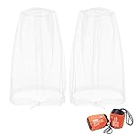 Benvo Mosquito Head Net, Face Neck Fly Netting Hood from Bugs Gnats Noseeums Screen for Any Outdoor Lover - with Carry Bags Fits Most Sizes of Hats Caps (2pcs, White, Updated Big Mesh)