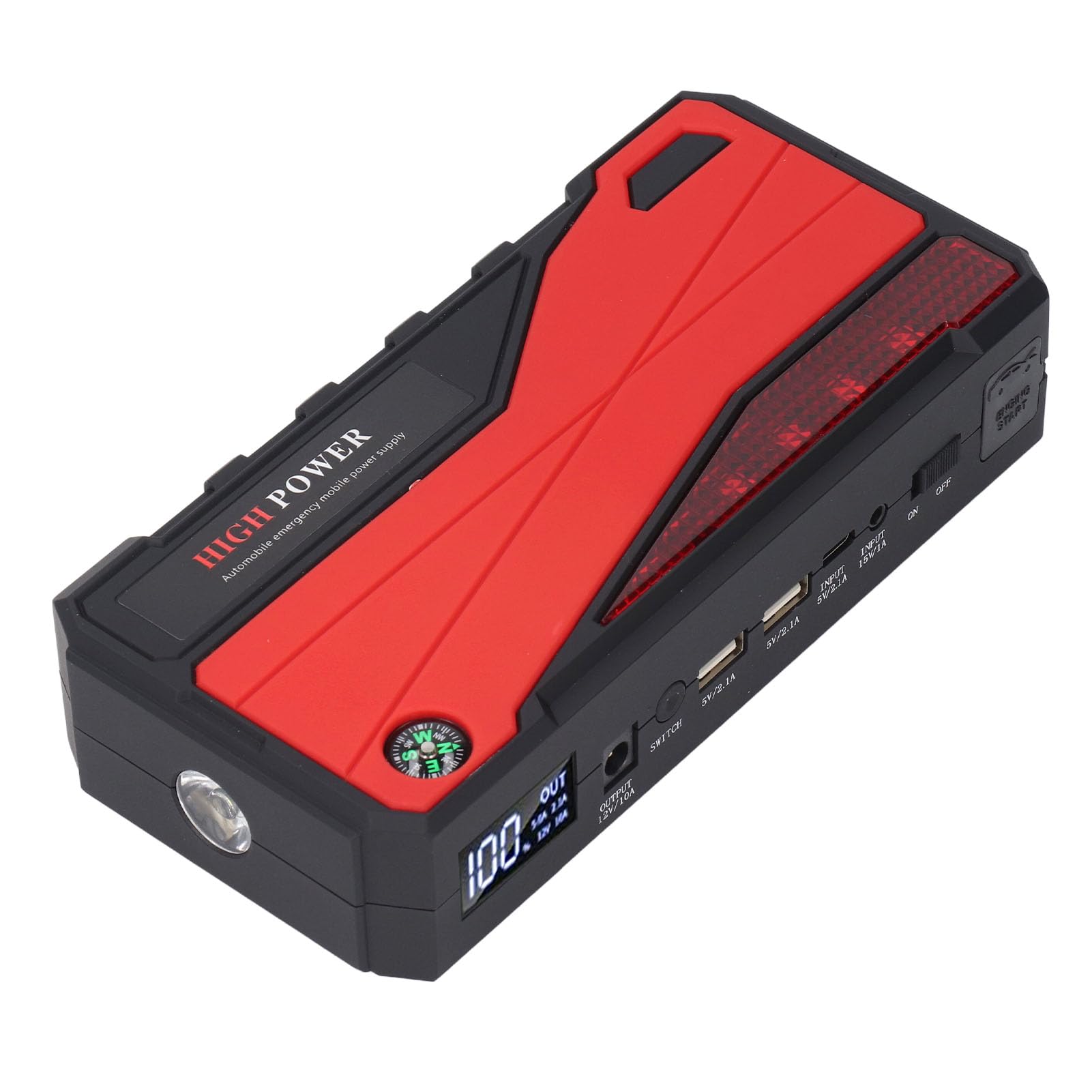 Rozrusznik Akumulatorów 1000A, 20000mAh Akumulator Litowy do 7L Gazowego 5,5L Silnika Derv, Latarka LED, Ochrona Bezpieczeństwa, Szybkie ładowanie USB3.0, Awaryjny Bank Zasilania