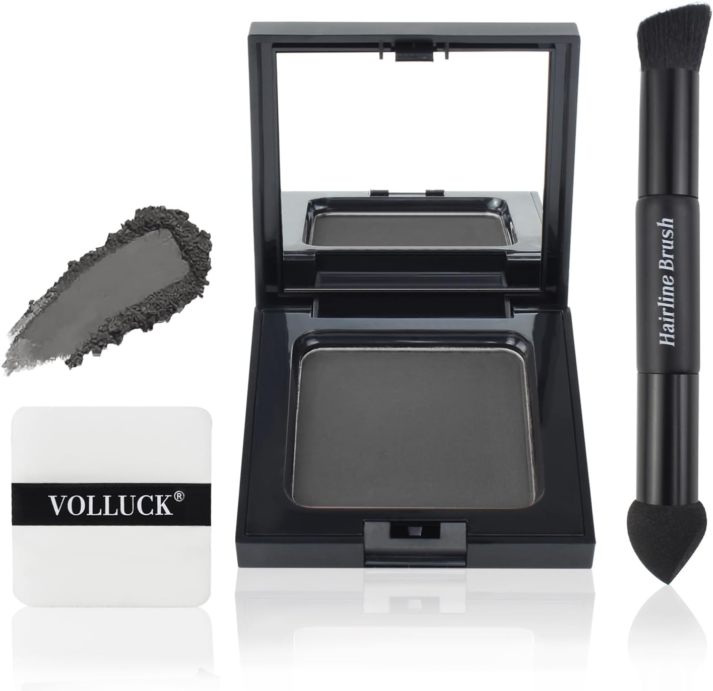 VOLLUCK Root Touch up Powder, Long-lasting Gray Hair Cover up Powder for All Hair Types, Waterproof for Women and Men (Black, 0.42 0unce)