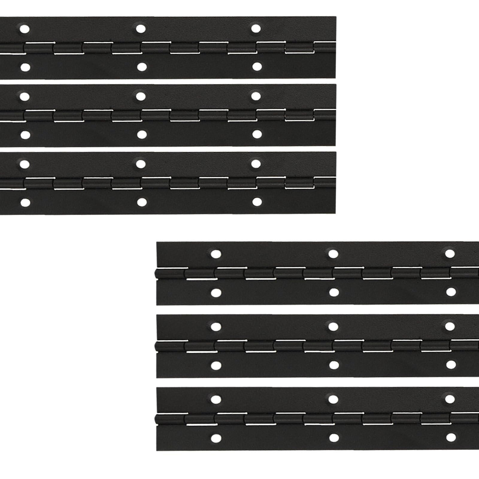 6Pcs 6 Inch Continuous & Piano Hinges, Black Stainless Steel 304 Continuous Folding Hinges for Doors, Cabinets, Window