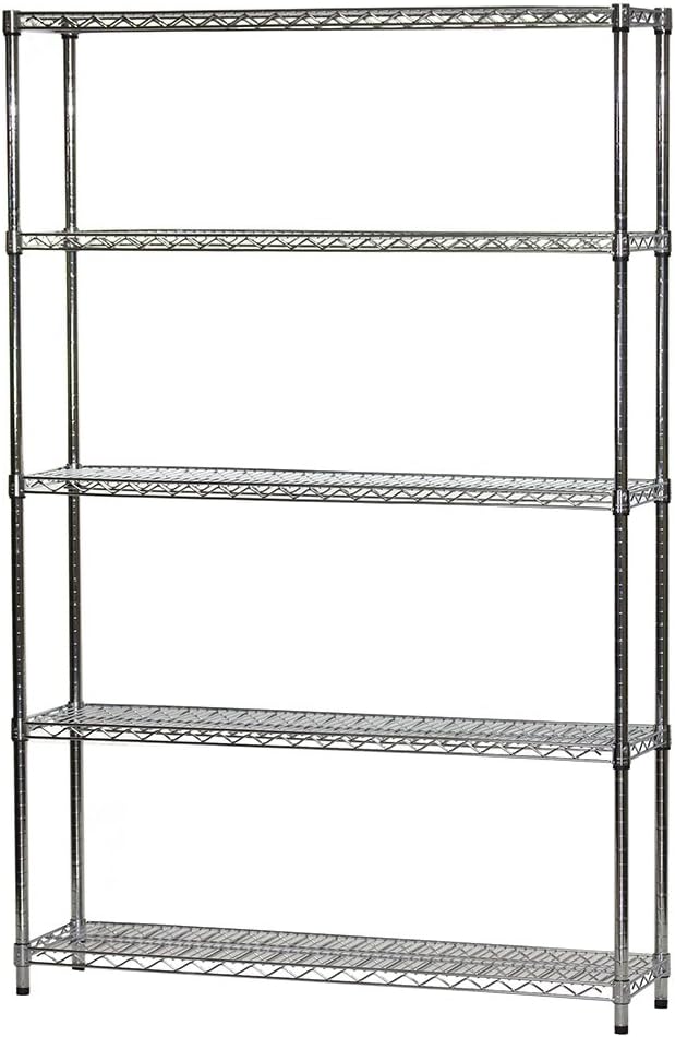 Shelving Inc. 12" d x 48" w x 72" h Chrome Wire Shelving with 5 Shelves