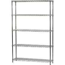 SI Shelving Inc.12 d x 48" w x 96" h Chrome Wire Shelving with 5 Tier Shelves, Weight Capacity 800lbs Per Shelf