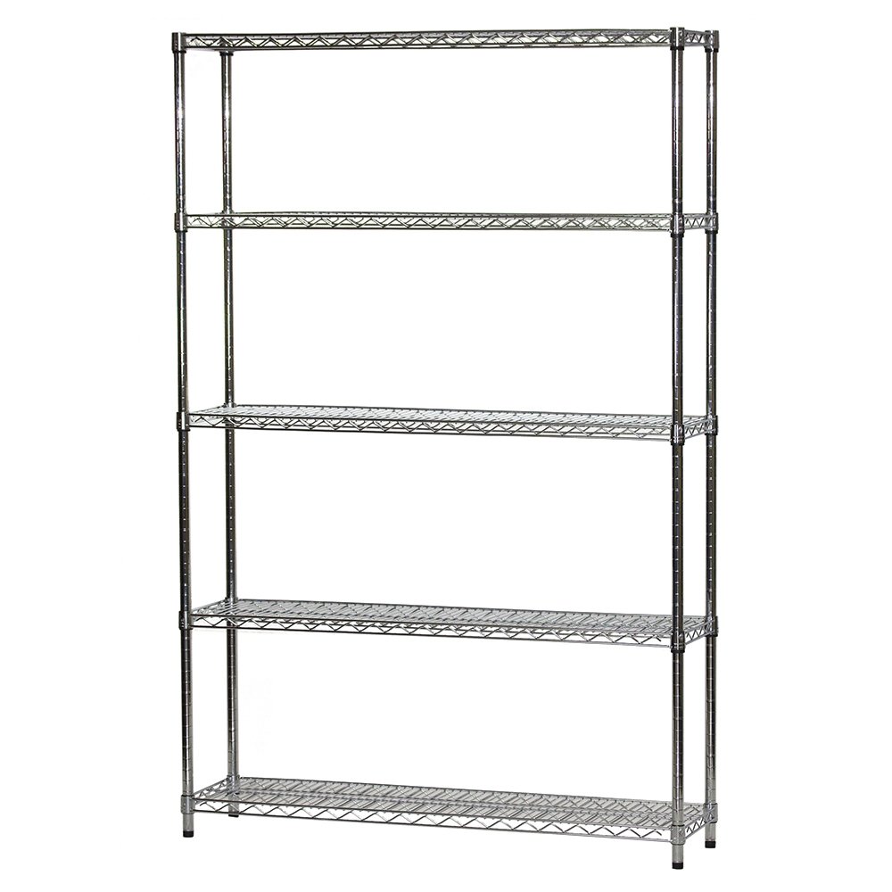Shelving Inc. 12" d x 48" w x 72" h Chrome Wire Shelving with 5 Shelves
