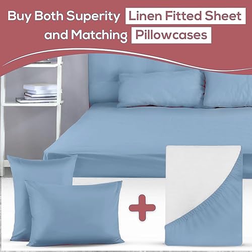 Miniatura 9 de Superity Linen Pillow Cases Queen Size - Open Enclosure - 2 Pack - 100% Soft and Comfortable Premium Cotton - Blue