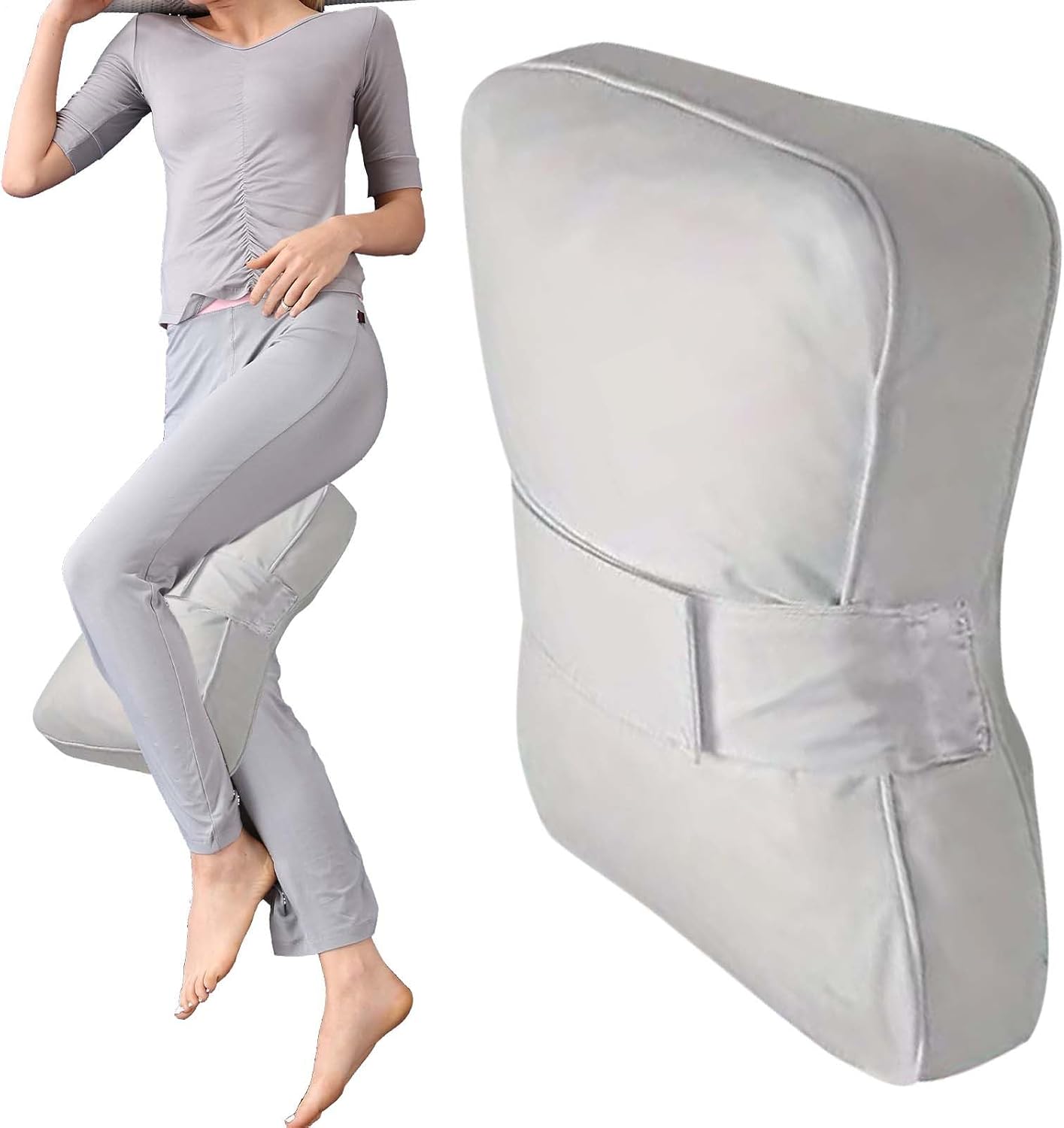 Side Sleeper Knee Pillow - Breathable Cushion with Adjustable Strap, Bed Pillow for Sleeping Support, Contoured Memory Foam Design, Feature, Back Spine Hips