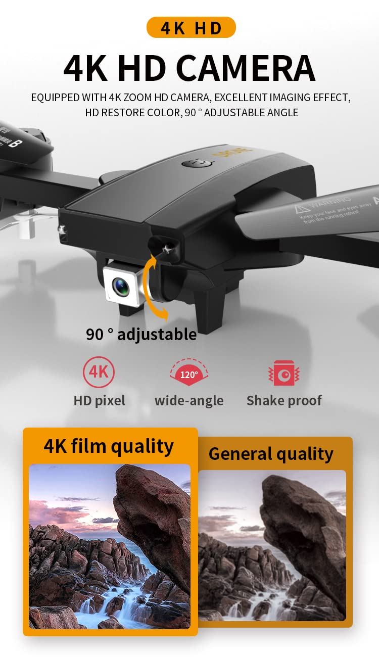 Zewnętrzna fotografia lotnicza quadcopter zdalnie sterowany dron 4K HD szerokokątny aparat, składany RC dwuosiowy samolot zabawki dla dzieci, 4K HD FPV wideo zewnętrzna fotografia lotnicza