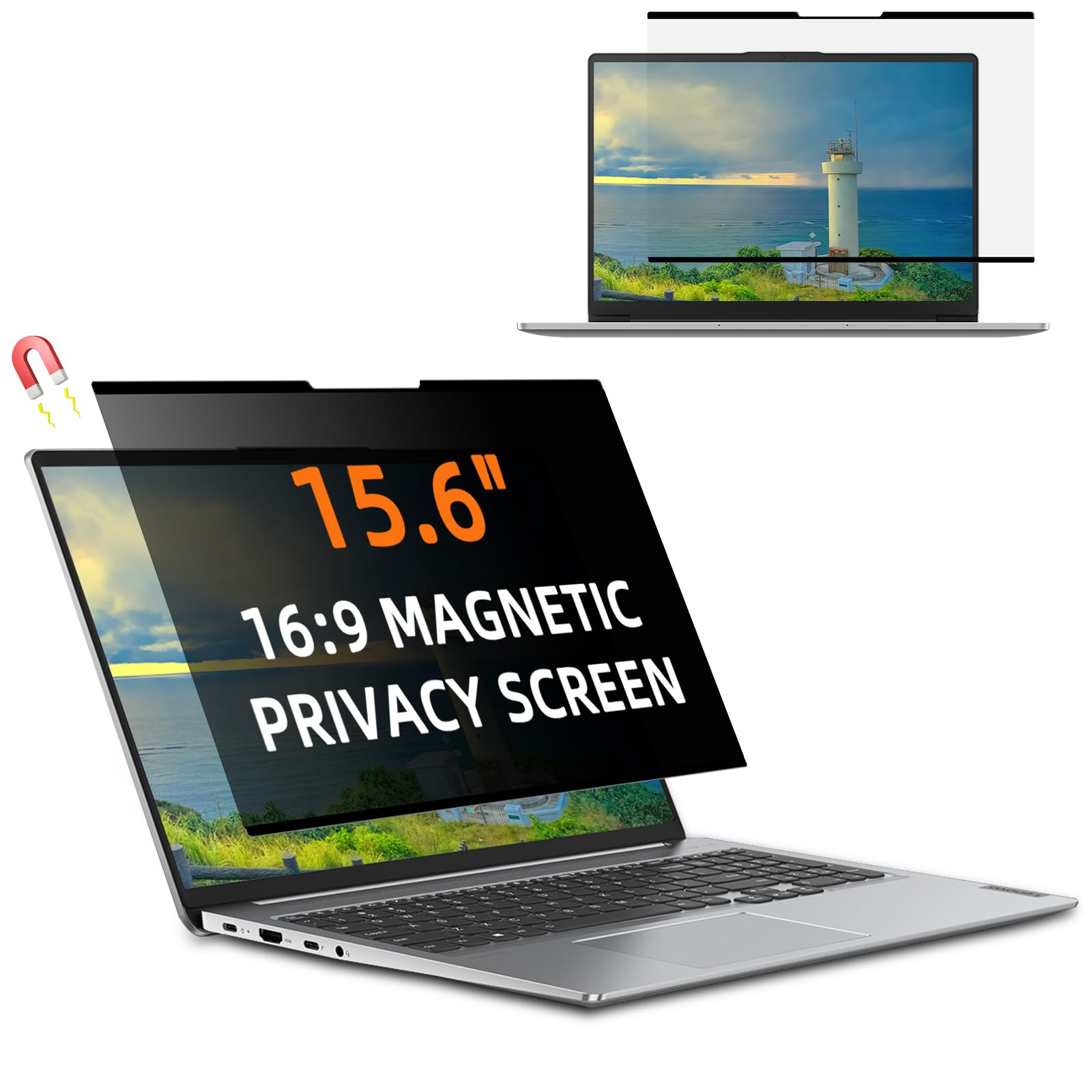 Filtro de privacidad magnético para portátil 15,6 Pulgadas 16:9, Privacy Pantalla Protector extraíble, Filtro de Pantalla antiluz Azul y antirreflejos para HP/DELL/Acer/ASUS/Thinkpad/Envy/XPS