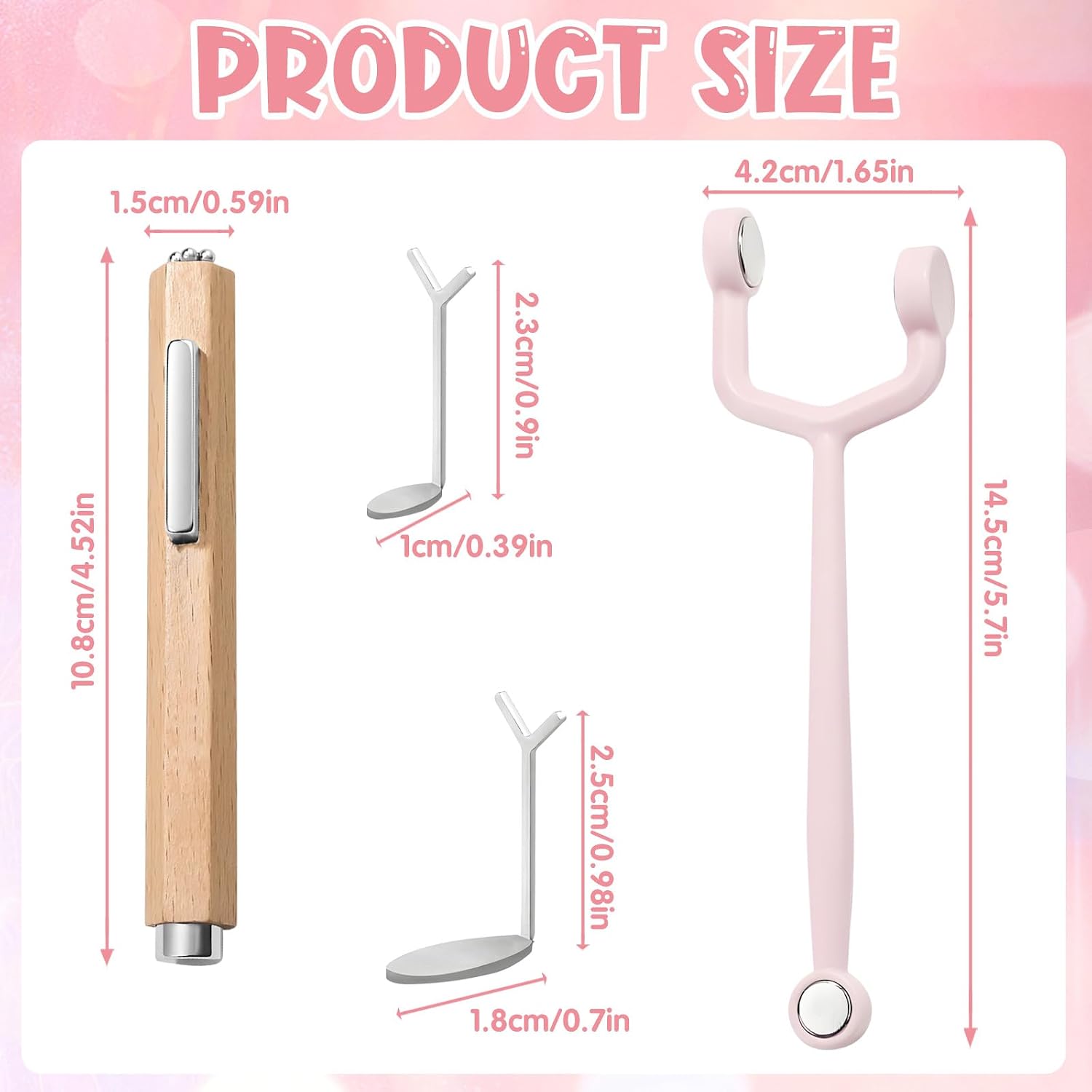 4Pcs Magnetic Tools for Cat Eye Gel Nail Polish, Professional 3 IN 1 Nail Art Tool for Creating Floral, Round, and Square Designs with Magnetic Gel Polish, Includes Y-Bar and 2Pcs Heart Guide
