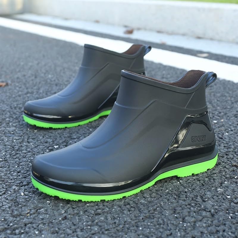 Men Rain Boots Waterproof Ankle Boots Outdoor Garden Shoes for Kitchen & Outdoor, Rain Shoes