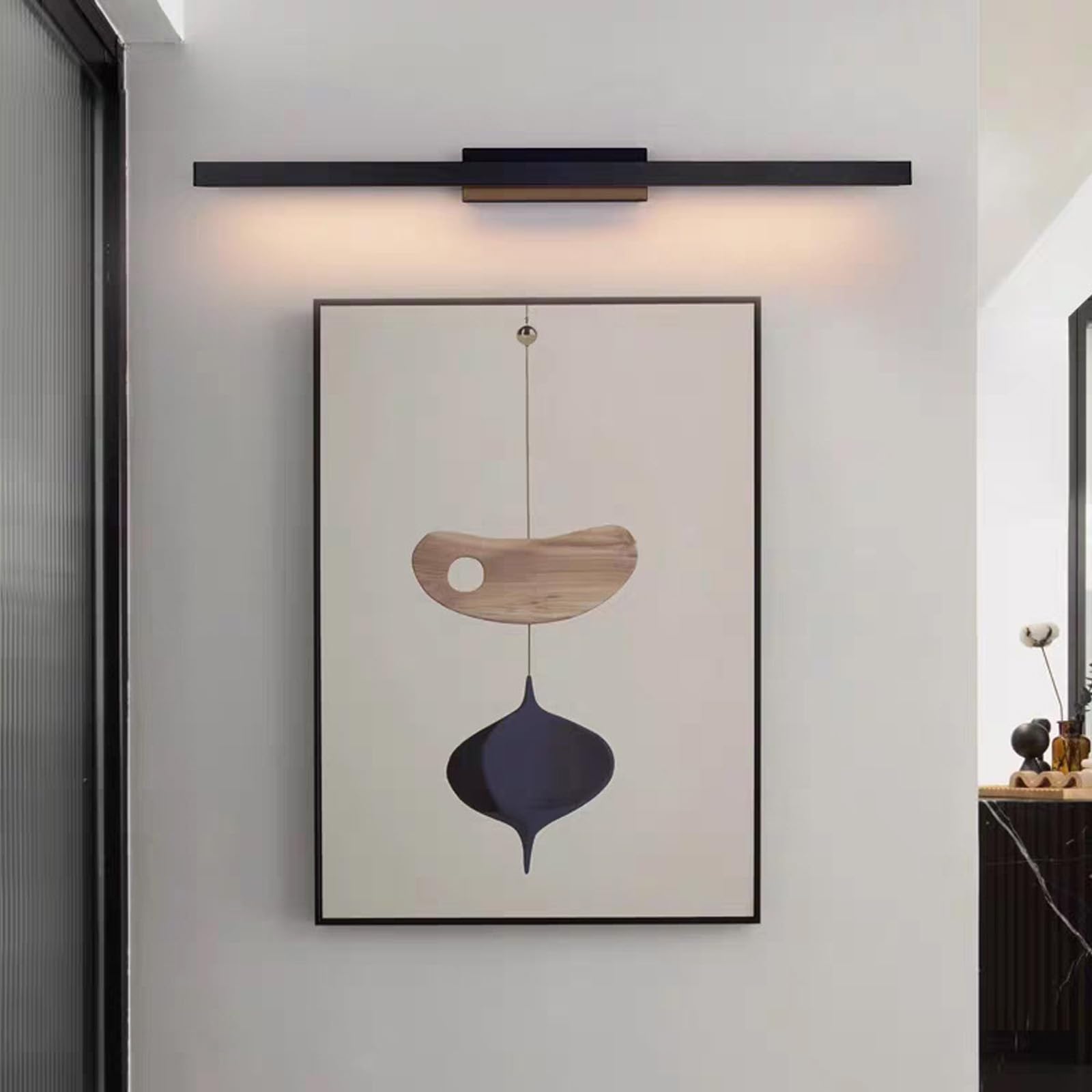 LED Lámpara de Espejo Baño Moderno Apliques de Pared Aluminio Impermeable Larga Luces de Pared Minimalista Interior Iluminación Cuadros Dormitorio Sala de Estar Pasillo (Negro Luz Cálida,120cm)