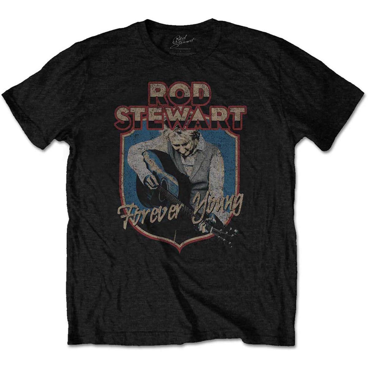 Rock Off Officially Licensed Products Men's Black Rod Stewart Forever Crest Official Tee T-Shirt Unisex (Xx-Large)