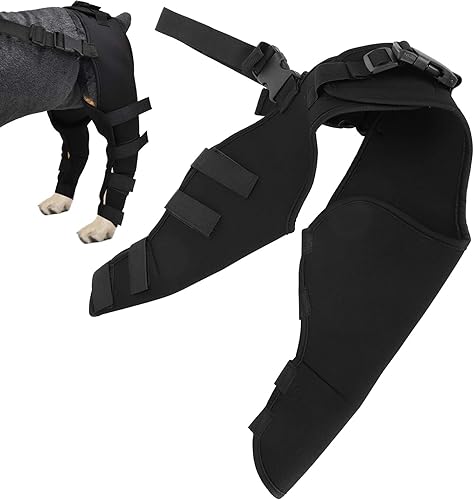 Zerodis Canine Hind Hock Wraps, soportes para perro, protectores de patas de perro para perro (HJ25 leggings dobles traseros negros, M, 12)