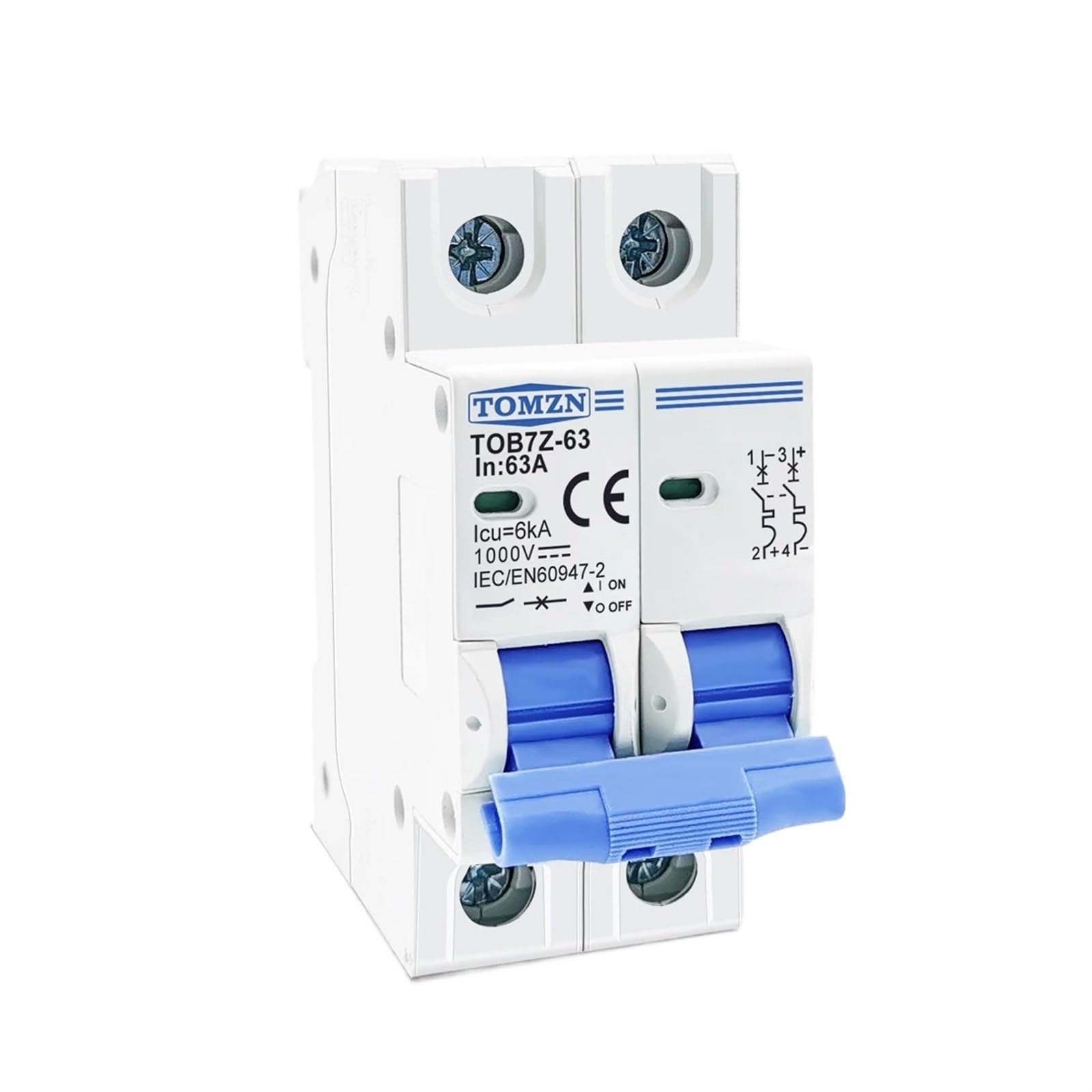 Mini wyłącznik słoneczny 2P DC 1000V 3A 6A 10A 16A 20A 25A 32A 40A 50A 63A DC MCB do systemu fotowoltaicznego (3A)