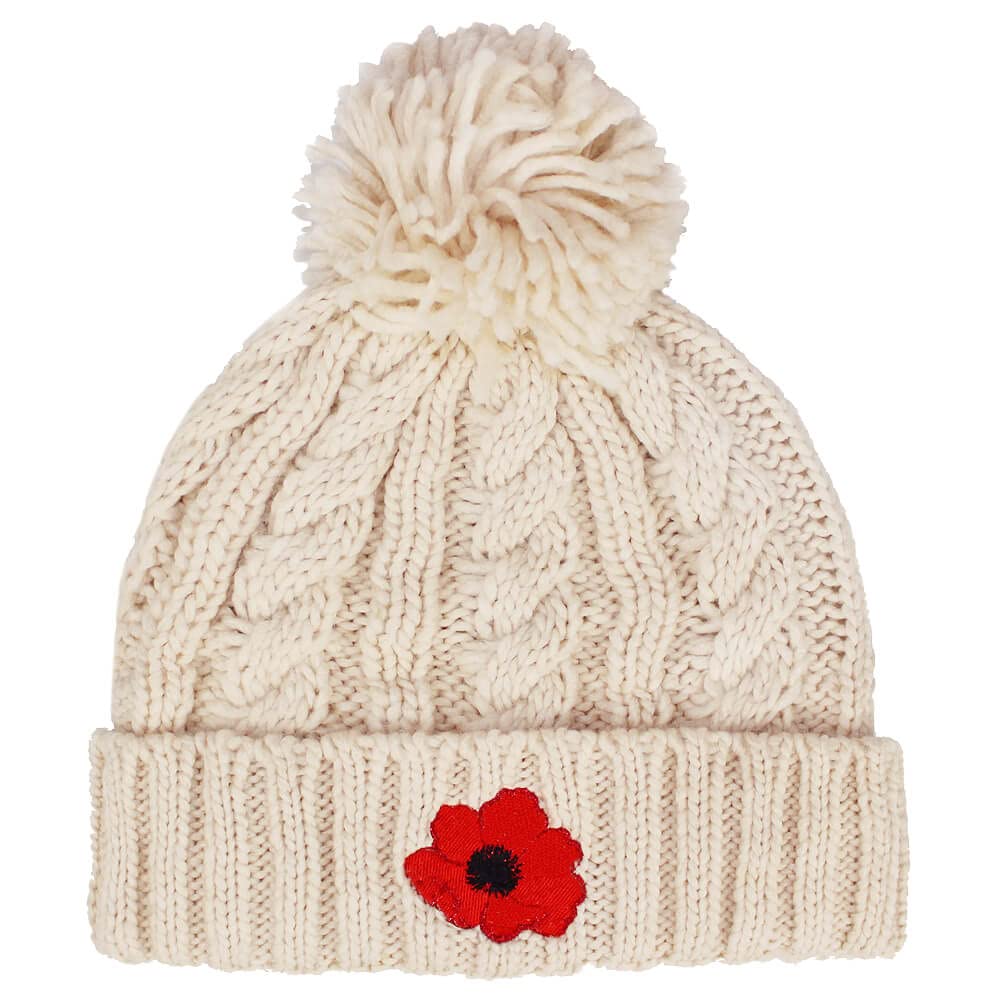 TeddyT's Women's Poppy Chunky Cable Knit Thermal Bobble Hat (Cream), One Size-L