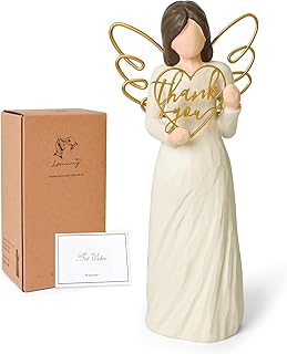 Thank You Gifts for Women, Gratitude Gift for Teachers, Best Thank You Gifts for Coworker, Friend, Caregiver, Hand-Painted Sculpted Angel Figurines for Thanksgiving Christmas