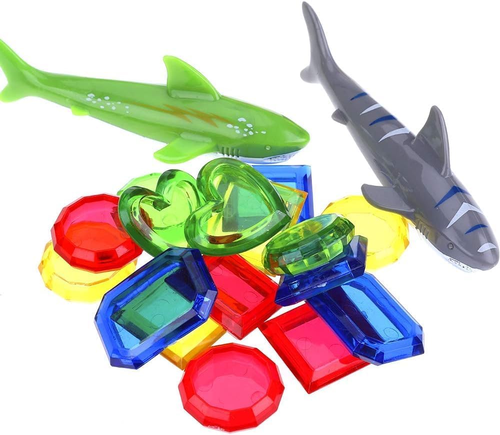 faburo 34pcs Jouets de Plongée, Jouets de Piscine pour Enfants 5-12 Ans, Anneau de Plongée sous-Marine, Ensemble de Jouets de Plongée avec Anneaux de Plongée & Dauphins & Herbes Marines etc