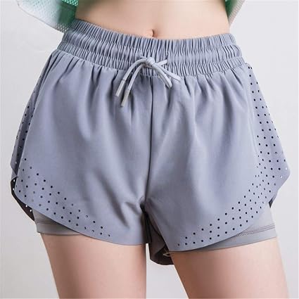 Pantaloncini sportivi da donna Pantaloncini da running da allenamento per  donna, pantaloncini sportivi con elastico a doppio strato Tessuto ad  asciugatura rapida ( Colore : Grigio , Dimensione : L ) : Amazon.it:  Abbigliamento