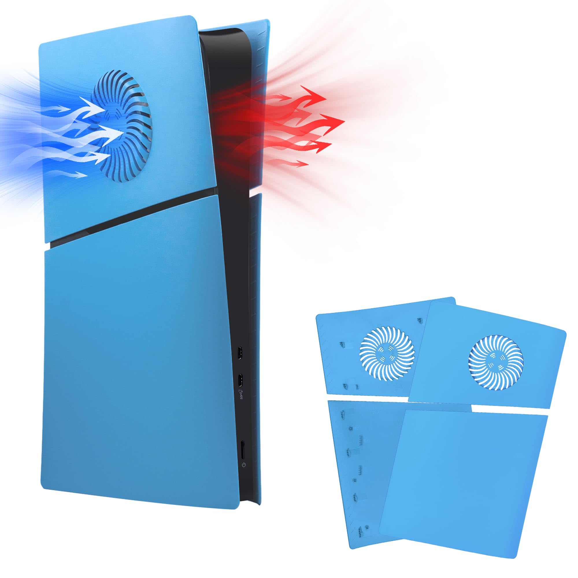 Mcbazel PS5 Slim Faceplate Remplacement ABS Housse de Protection de Façade Accessoires de Ventilation pour PlayStation 5 Slim Digital Edition - Bleu Clair(Non pour PS5/PS5 Pro)