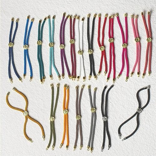 Image of Satra Traders Adjustable Nylon Slider Bracelet Twisted Cord with Brass Findings | Size : 23cm | Qty : 5pcs | Grey