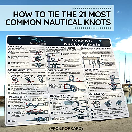 image for Nautical Knots Quick Reference Chart - Guide to 21 Sailing & Boating K