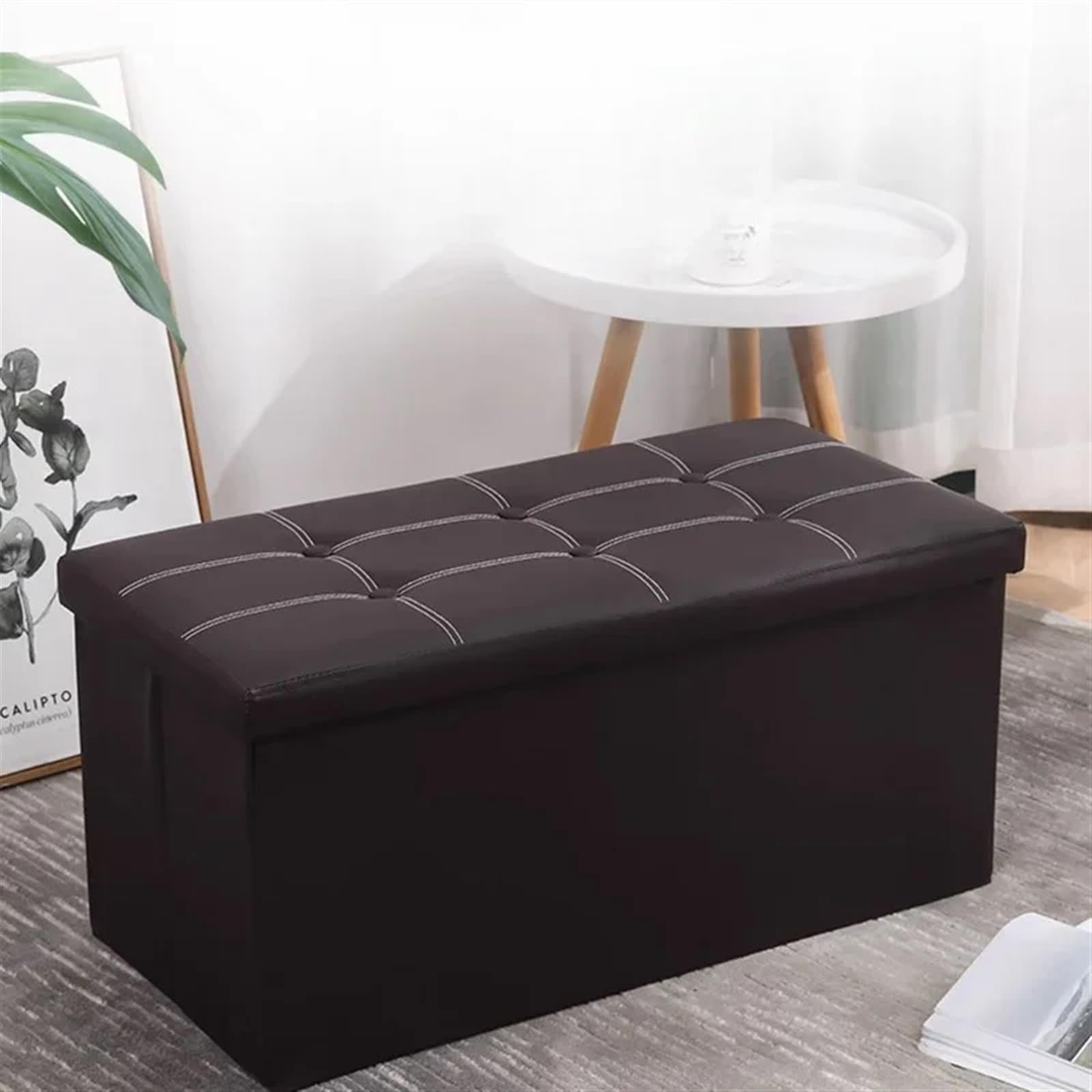 Set De 2 Pufs Contenedor Con Efecto Terciopelo - Blanco, 44x35.5 Cm Y 31x29 Cm, Para Salón, Dormitorio