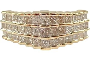 SilverDia 3 Carat Princess Cut Diamond Luxurious Channel Set Wedding Engagement Rings For Women