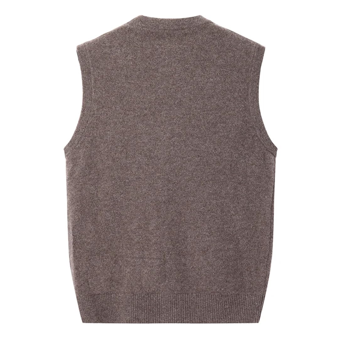 Chaleco de invierno para hombre, de cachemira, sin mangas, de punto grueso, casual, cuello en V